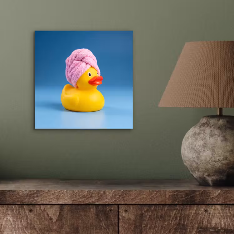 Badeend - Handdoek - Blauw aluminium wit klein -sfeer2