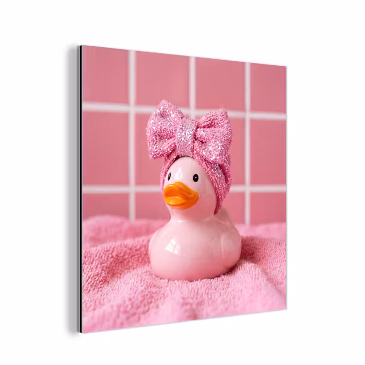 Badeend -Strik - Roze aluminium wit klein -3d