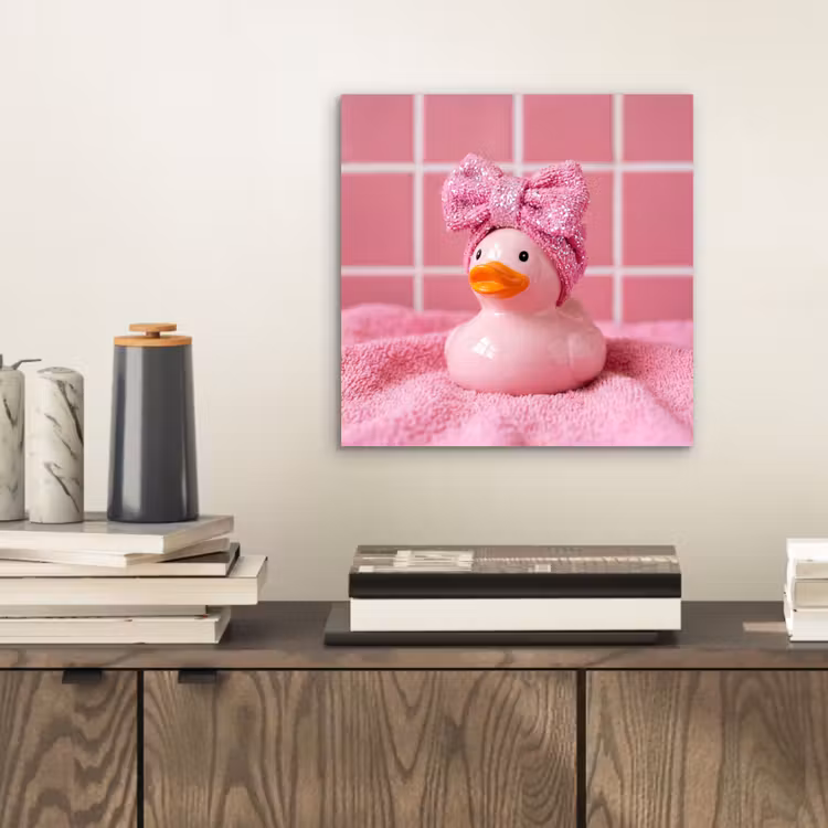Badeend -Strik - Roze aluminium wit klein -sfeer1
