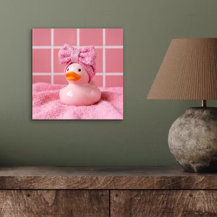 Badeend -Strik - Roze aluminium wit klein -sfeer2