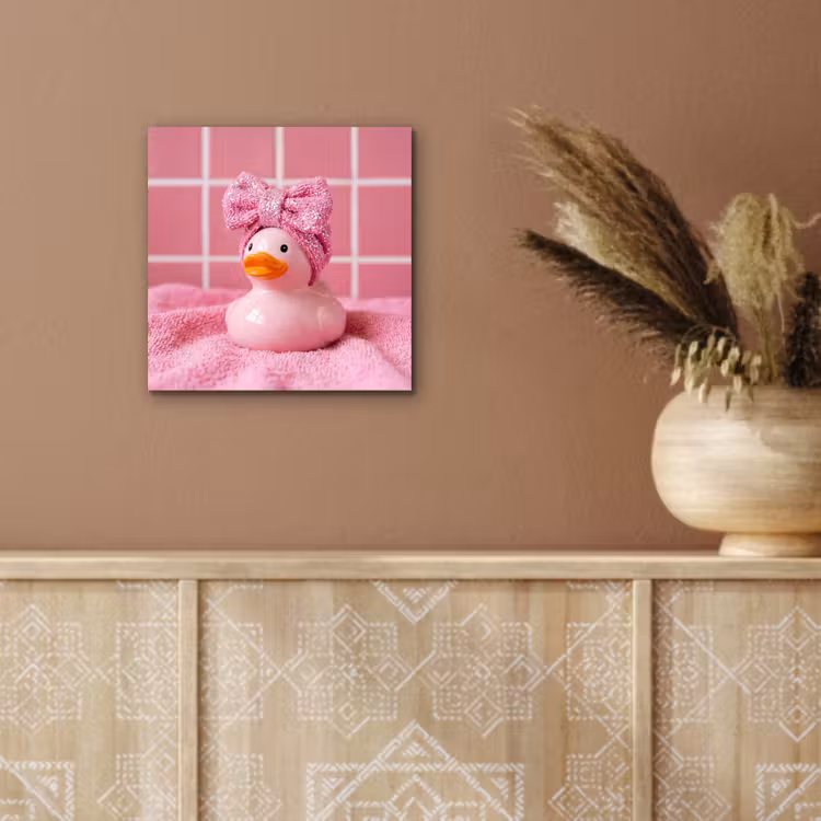 Badeend -Strik - Roze aluminium wit klein -sfeer4