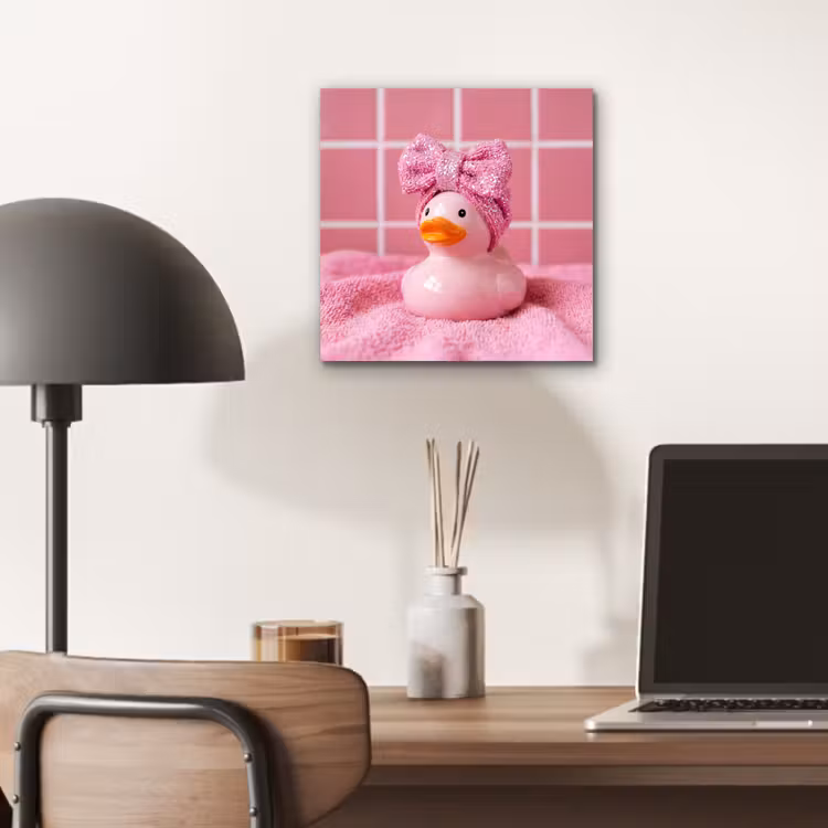 Badeend -Strik - Roze aluminium wit klein -sfeer5