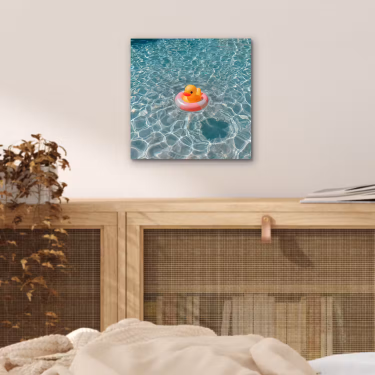Badeend - Zwemband - Geel aluminium wit klein -sfeer3