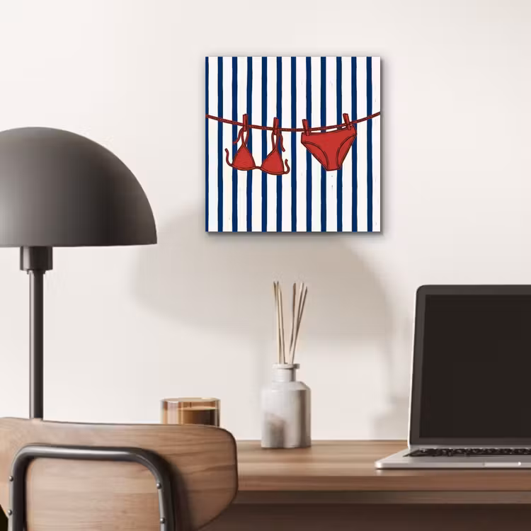 Badkleding - Waslijn - Zomer - Illustratie - Rood aluminium wit klein -sfeer5