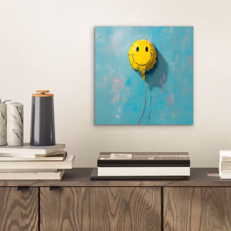 Ballon - Geel - Smiley aluminium wit klein -sfeer1