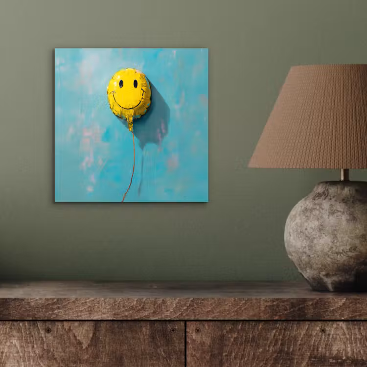 Ballon - Geel - Smiley aluminium wit klein -sfeer2