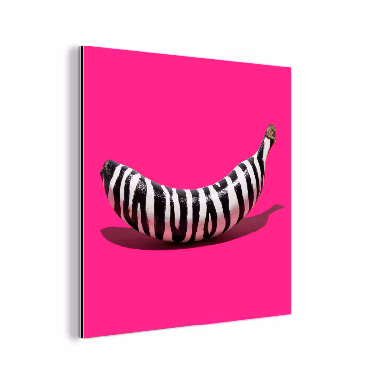 Banaan - Zebraprint - Roze aluminium wit klein -3d