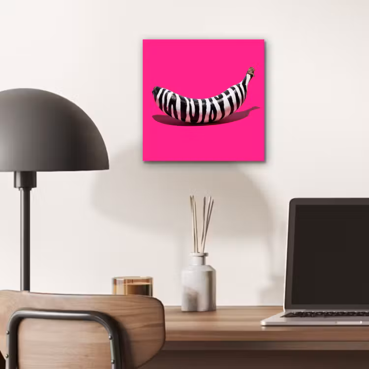 Banaan - Zebraprint - Roze aluminium wit klein -sfeer5