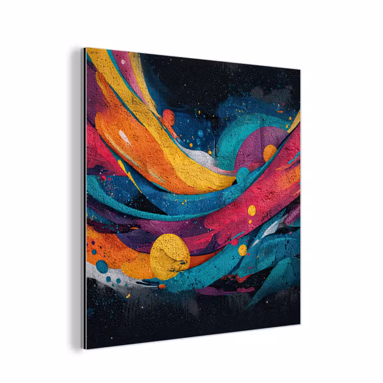 Banen - Golven - Kleurrijk - Abstract aluminium wit klein -3d