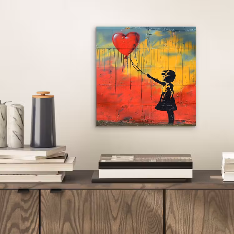 Banksy - Kunst - Graffiti - Meisje - Street art aluminium wit klein -sfeer1
