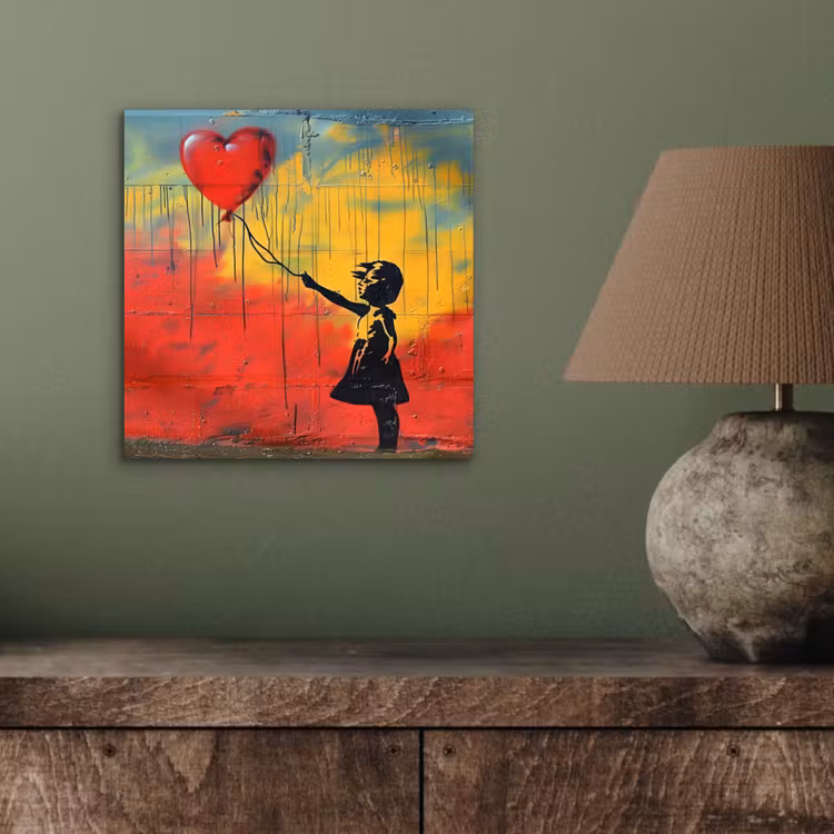 Banksy - Kunst - Graffiti - Meisje - Street art aluminium wit klein -sfeer2