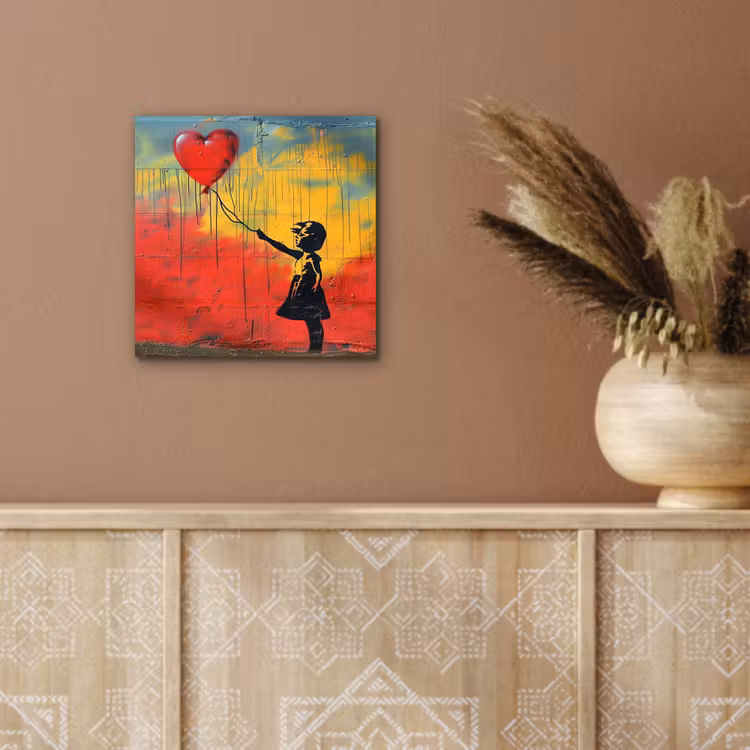 Banksy - Kunst - Graffiti - Meisje - Street art aluminium wit klein -sfeer4