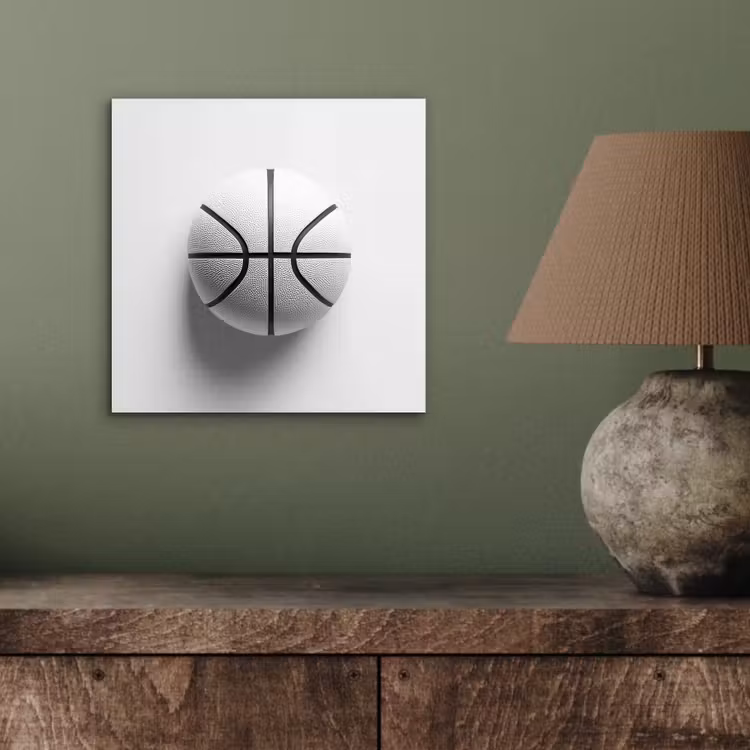 Basketbal - Wit - Schaduw - Lijnen aluminium wit klein -sfeer2