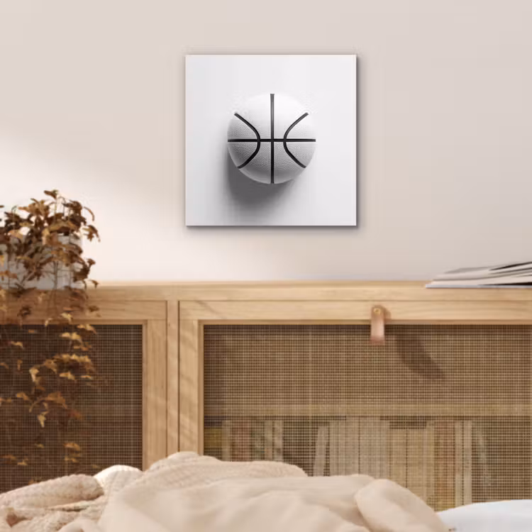 Basketbal - Wit - Schaduw - Lijnen aluminium wit klein -sfeer3