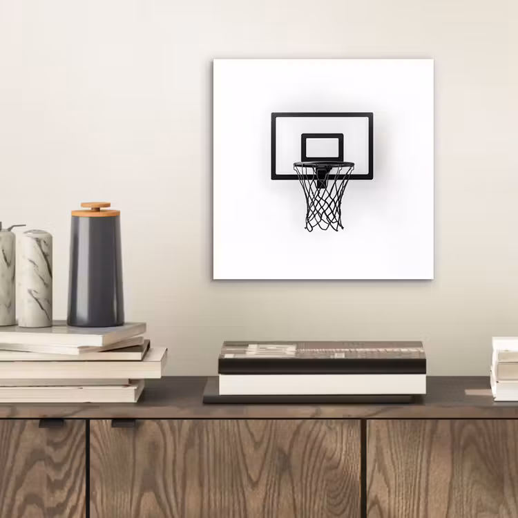 Basketbalbord - Minimalistisch - Zwart aluminium wit klein -sfeer1