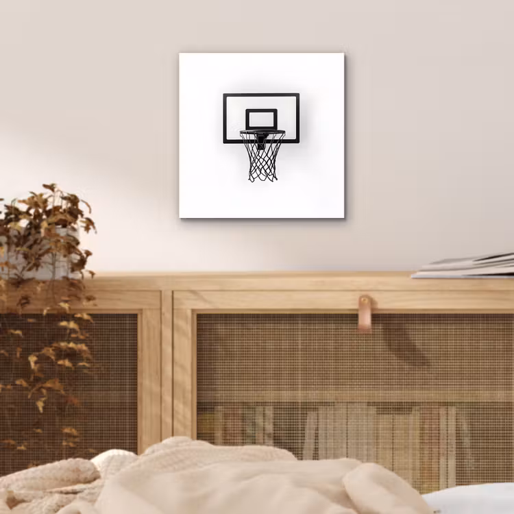 Basketbalbord - Minimalistisch - Zwart aluminium wit klein -sfeer3