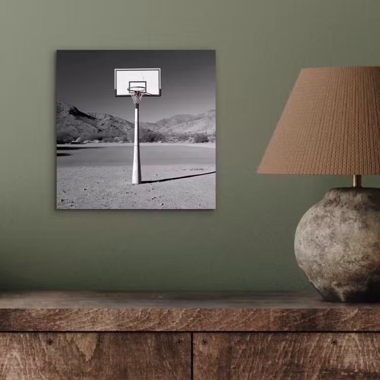 Basketbalpaal - Landschap - Zand - Wit aluminium wit klein -sfeer2