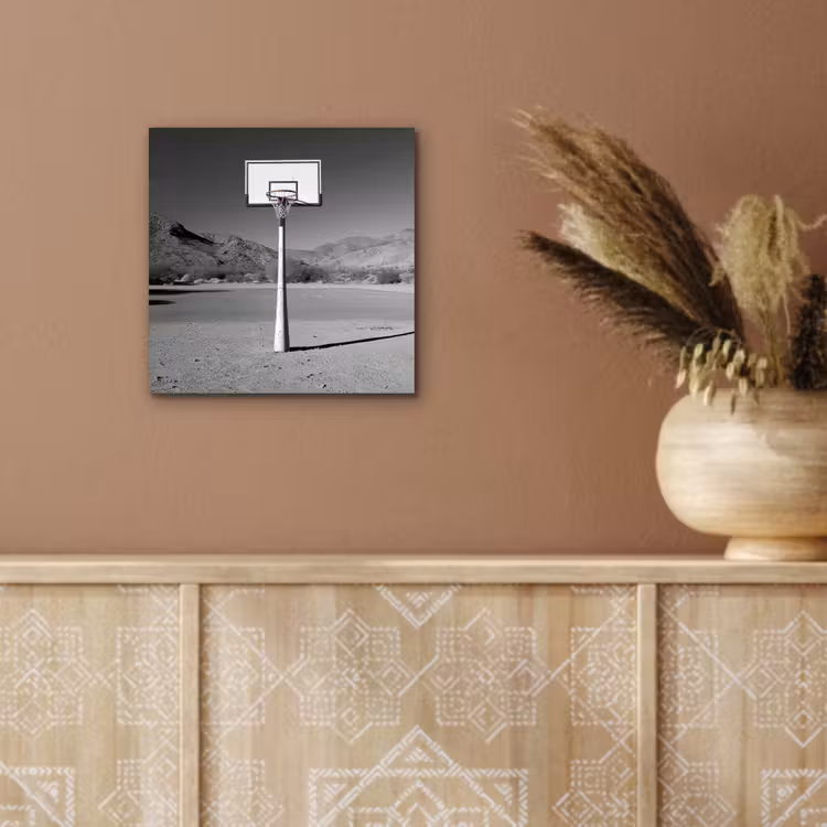 Basketbalpaal - Landschap - Zand - Wit aluminium wit klein -sfeer4