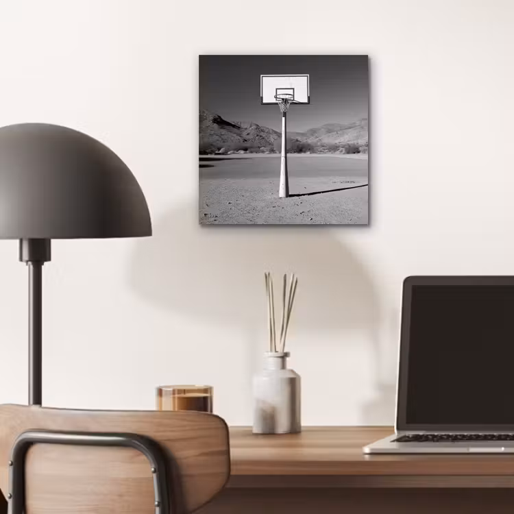 Basketbalpaal - Landschap - Zand - Wit aluminium wit klein -sfeer5
