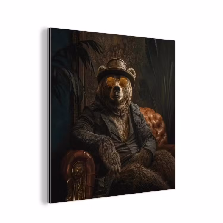Beer - Bruin - Pak - Hoed aluminium wit klein -3d