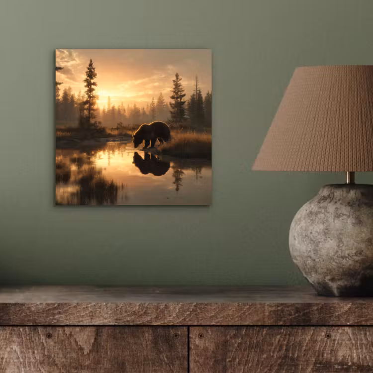 Beer - water - Bos - Ochtendlicht aluminium wit klein -sfeer2