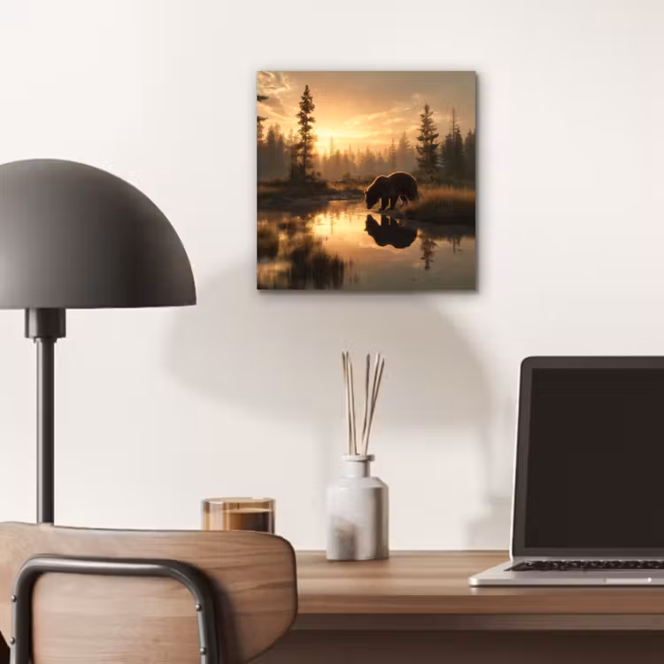 Beer - water - Bos - Ochtendlicht aluminium wit klein -sfeer5