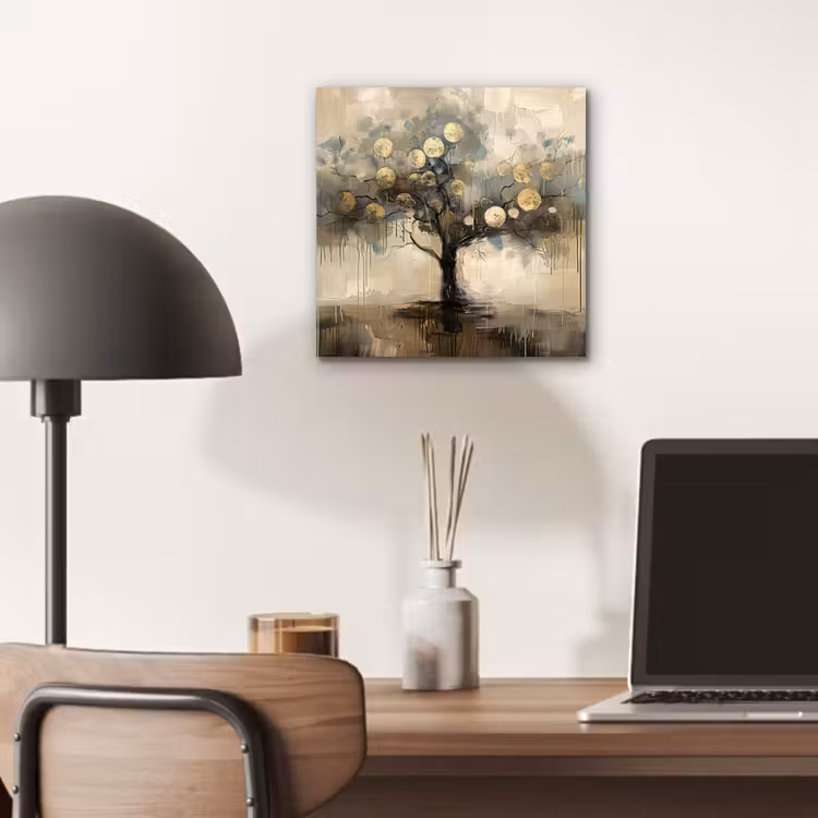 Beige - Abstract - Boom - Goud aluminium wit klein -sfeer5