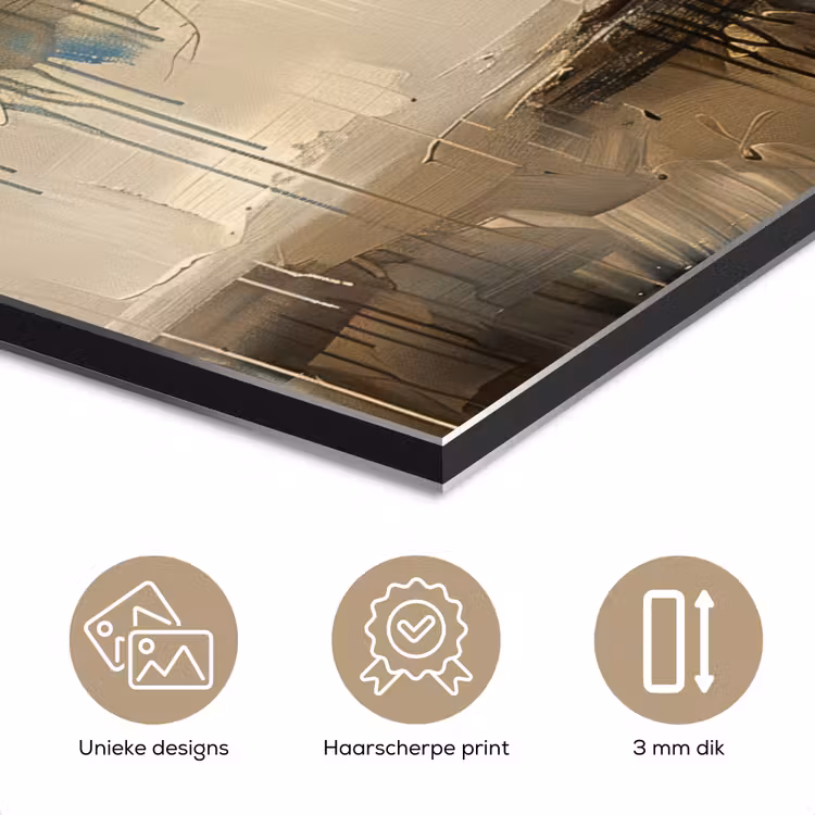 Beige - Abstract - Boom - Goud aluminium wit klein -closeup_NL