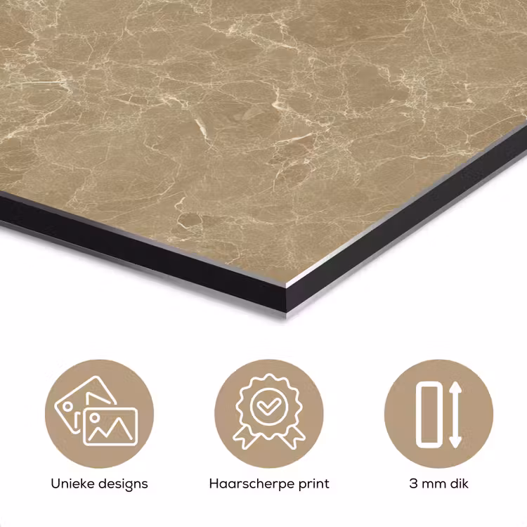 Beige - Marmer - Witte aders aluminium wit klein 46 -closeup_NL