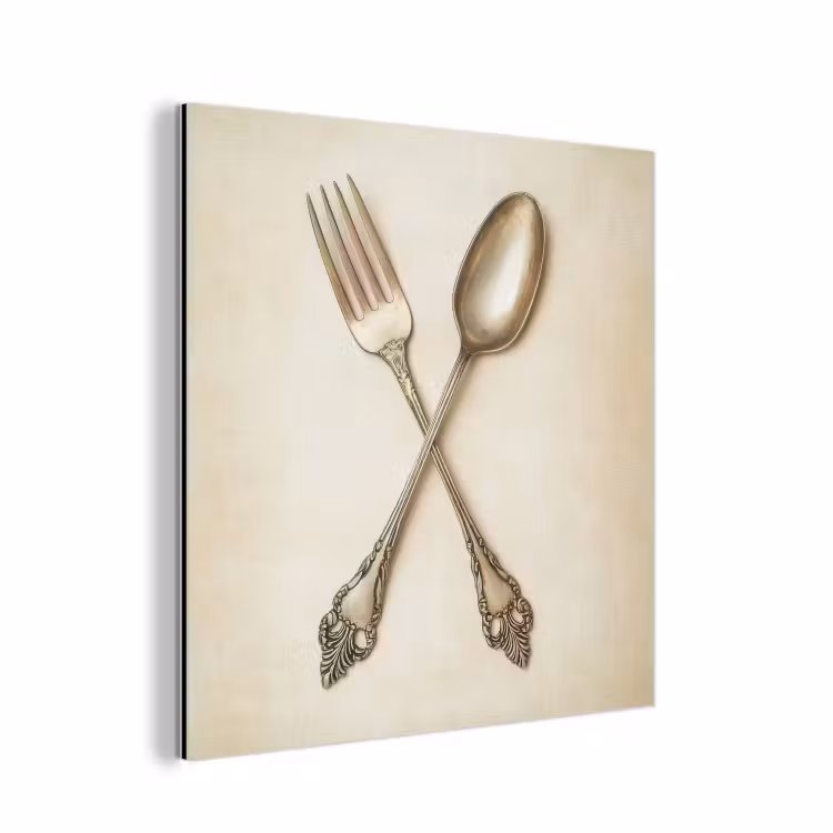 Beige - Vintage - Bestek aluminium wit klein -3d