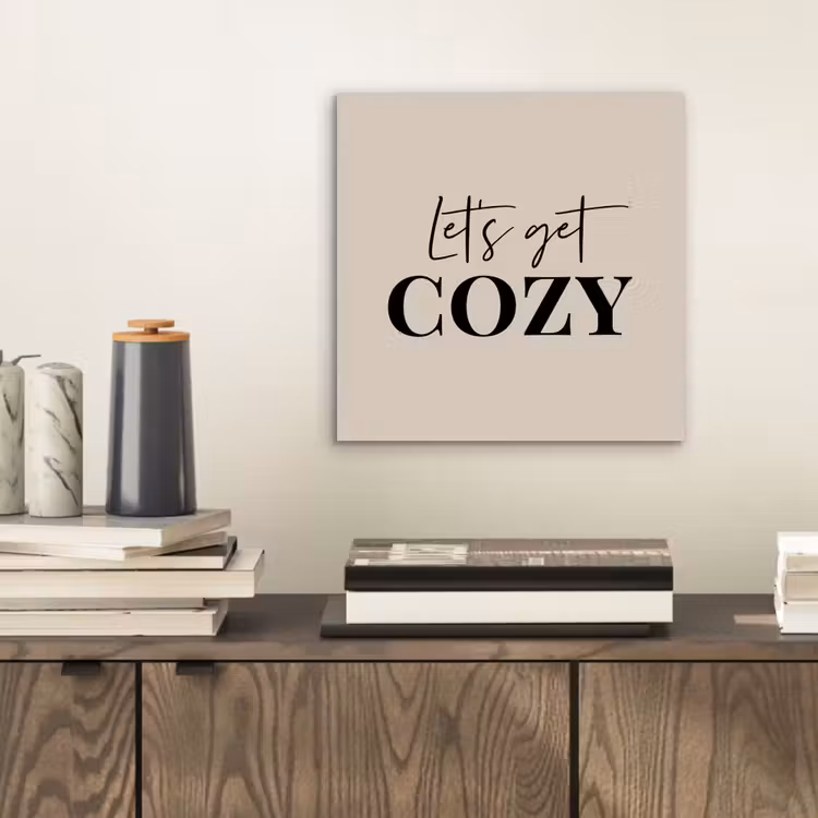 Beige - Winter - Quote - Cozy aluminium wit klein -sfeer1
