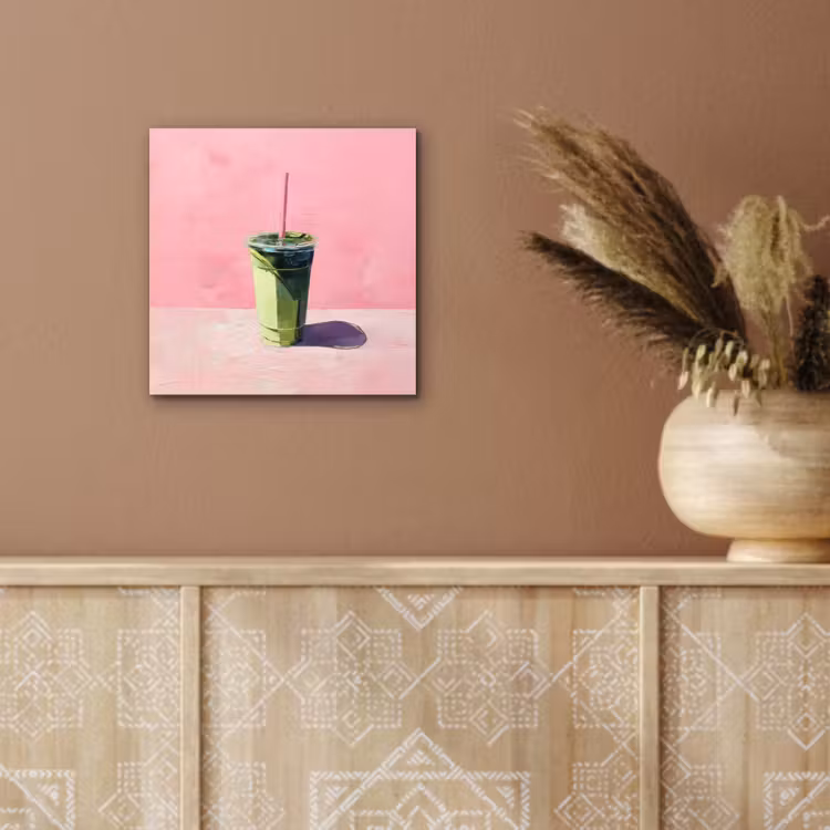 Beker - Rietje - Minimalistisch - Groen aluminium wit klein -sfeer4