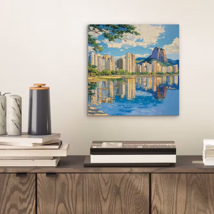 Berg - Skyline - Strand - Water aluminium wit klein -sfeer1
