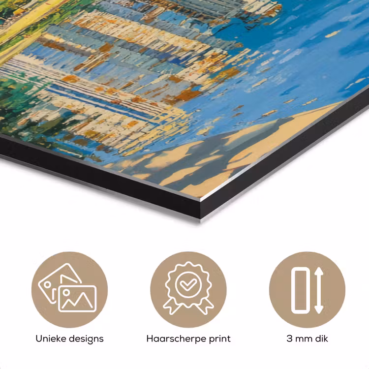 Berg - Skyline - Strand - Water aluminium wit klein -closeup_NL