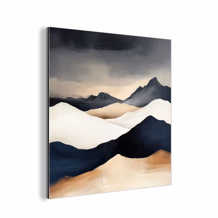Bergen - Donkerblauw - Landschap aluminium wit klein -3d