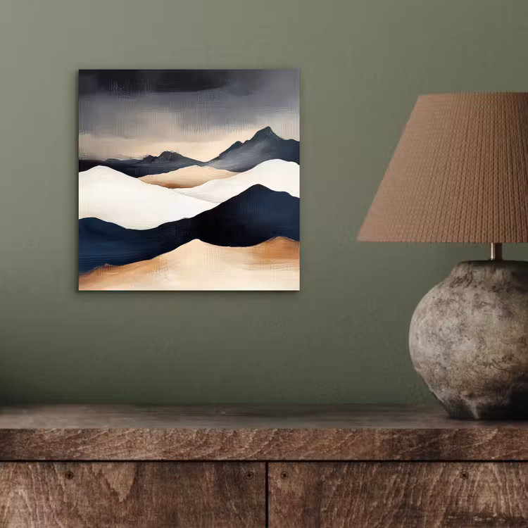 Bergen - Donkerblauw - Landschap aluminium wit klein -sfeer2