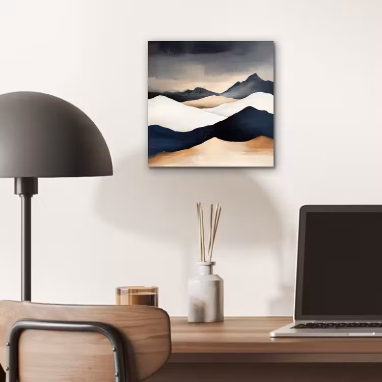 Bergen - Donkerblauw - Landschap aluminium wit klein -sfeer5