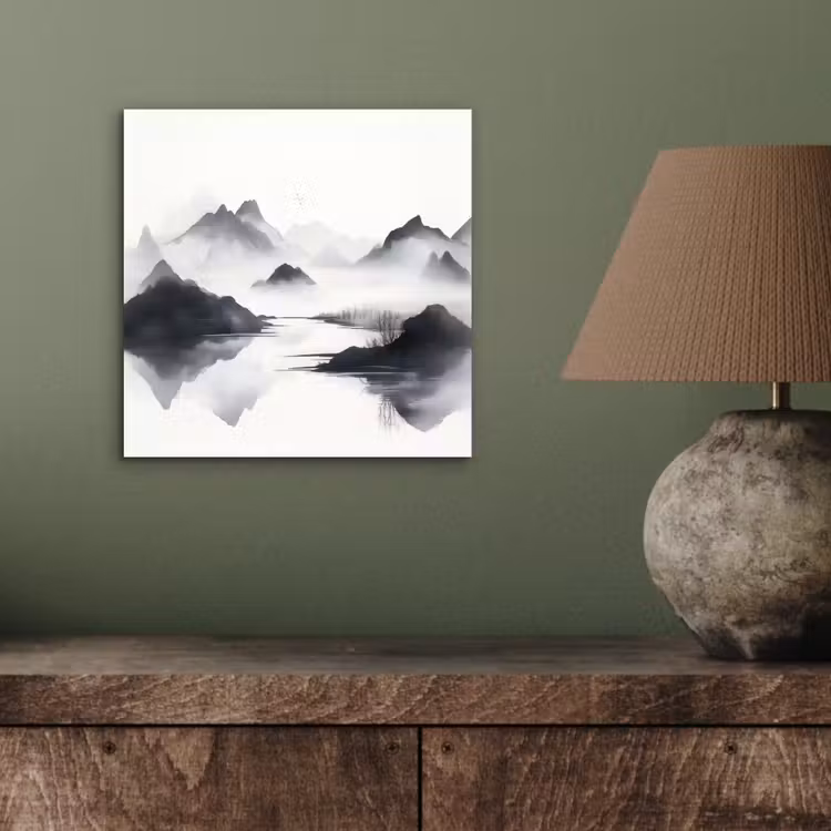 Bergen - Mistig - Water - Wit aluminium wit klein -sfeer2