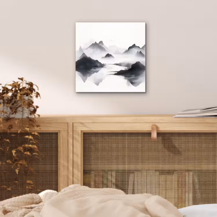 Bergen - Mistig - Water - Wit aluminium wit klein -sfeer3