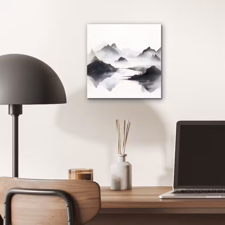 Bergen - Mistig - Water - Wit aluminium wit klein -sfeer5
