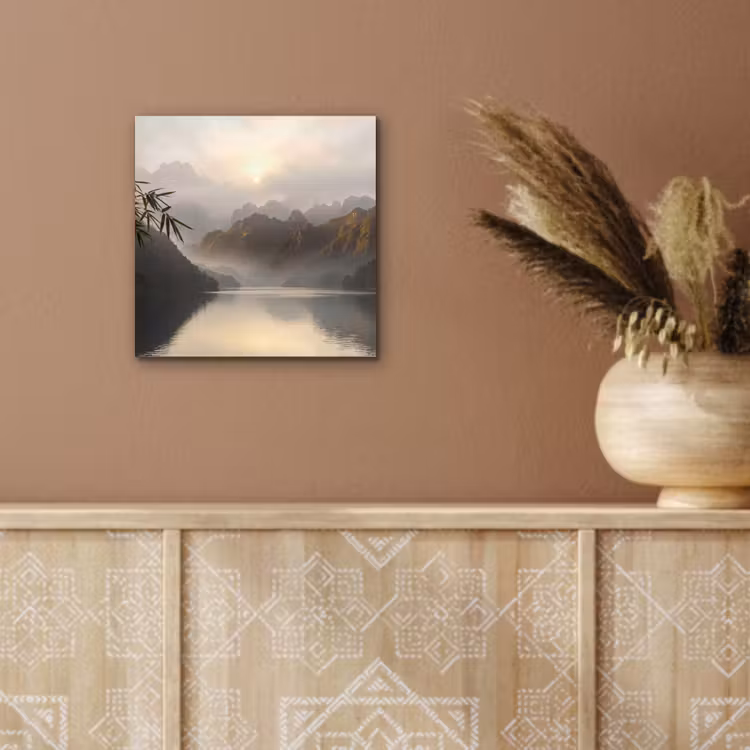Bergen - Water - Mist - Natuur - Landschap aluminium wit klein -sfeer4