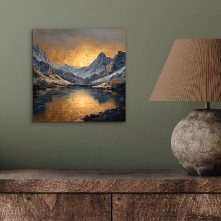 Berglandschap met Gouden Zonsondergang aluminium wit klein -sfeer2