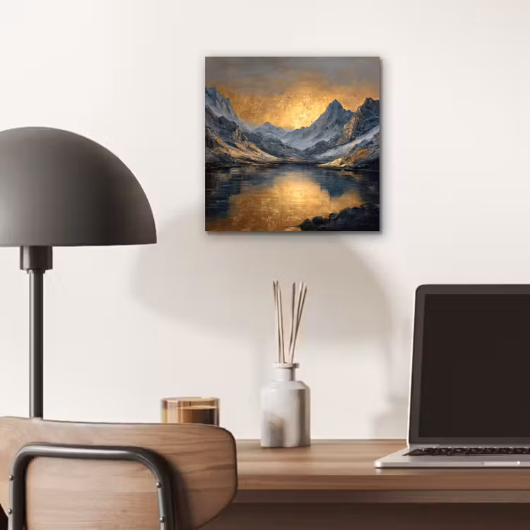Berglandschap met Gouden Zonsondergang aluminium wit klein -sfeer5
