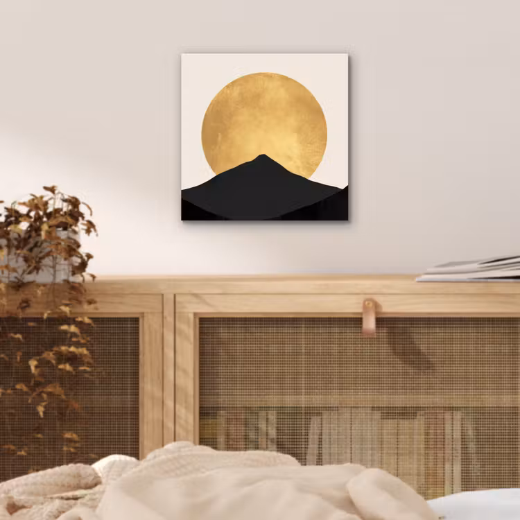 Bergsilhouetten - Gouden cirkel - Beige aluminium wit klein -sfeer3