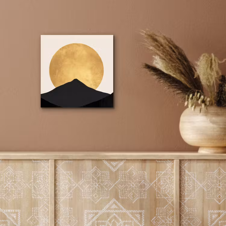 Bergsilhouetten - Gouden cirkel - Beige aluminium wit klein -sfeer4