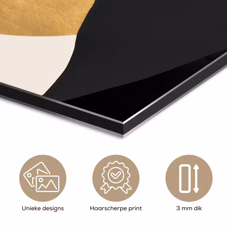 Bergsilhouetten - Gouden cirkel - Beige aluminium wit klein -closeup_NL