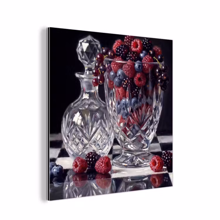 Aluminium schilderij - Bessen - Kristal - Stilleven - Bessen - Kristal - Stilleven aluminium wit klein
