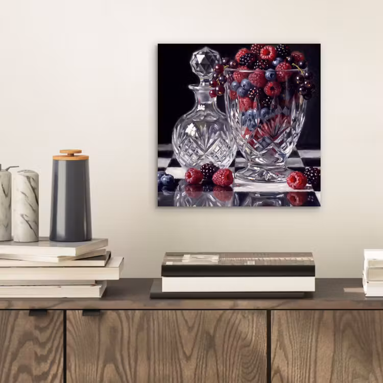 Aluminium schilderij - Bessen - Kristal - Stilleven - Bessen - Kristal - Stilleven aluminium wit klein