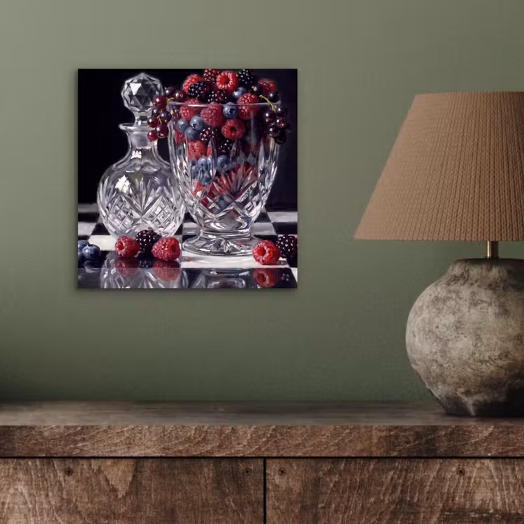 Aluminium schilderij - Bessen - Kristal - Stilleven - Bessen - Kristal - Stilleven aluminium wit klein