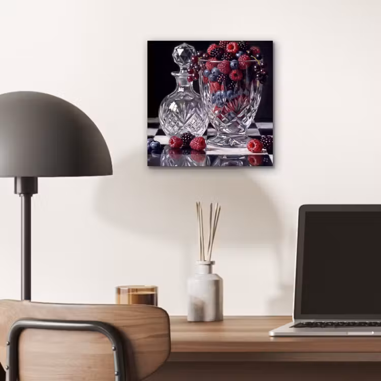 Aluminium schilderij - Bessen - Kristal - Stilleven - Bessen - Kristal - Stilleven aluminium wit klein
